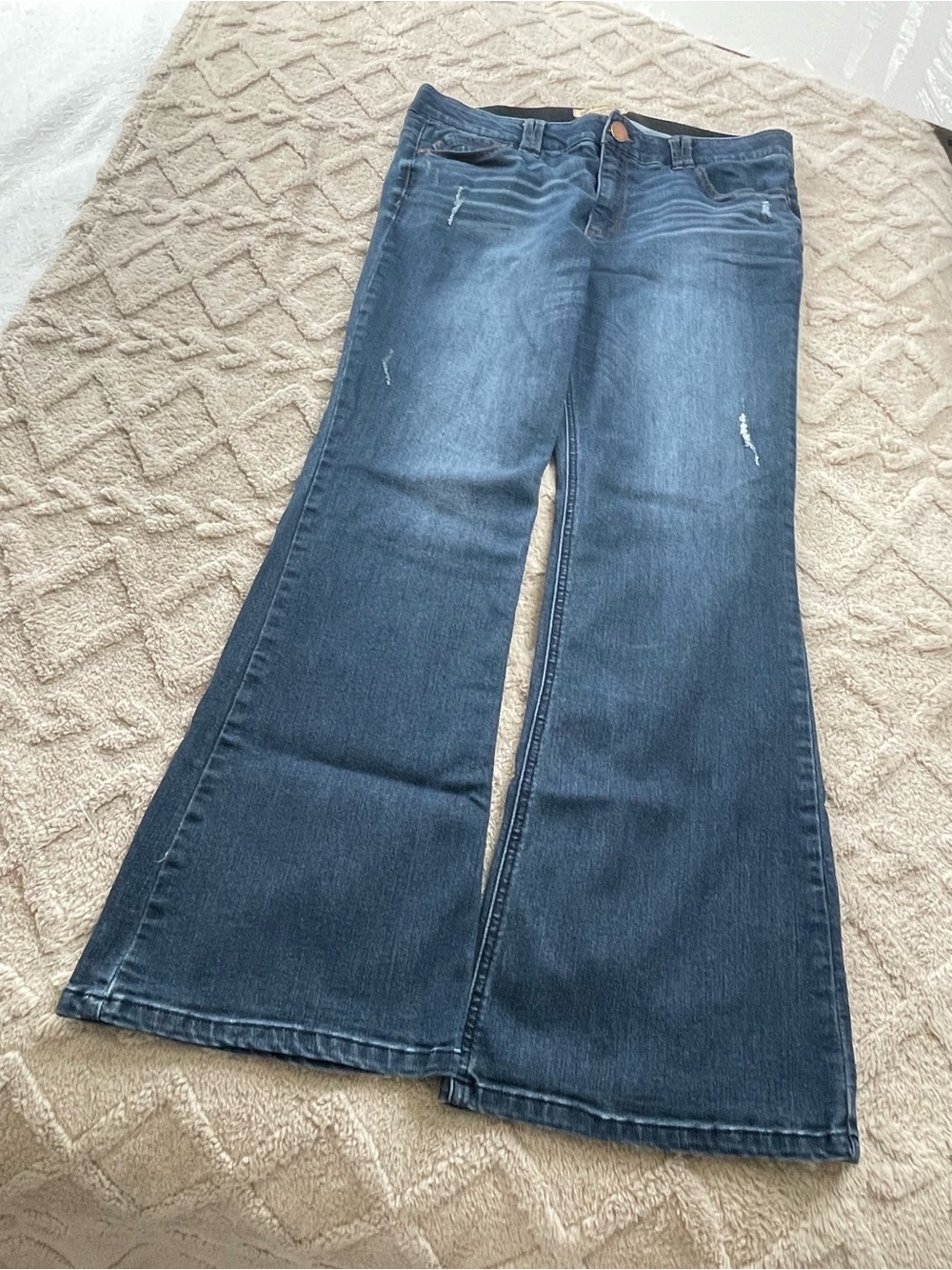 Democracy Dark Blue Flare Jeans with Light Distress Size 16 “AB”technology